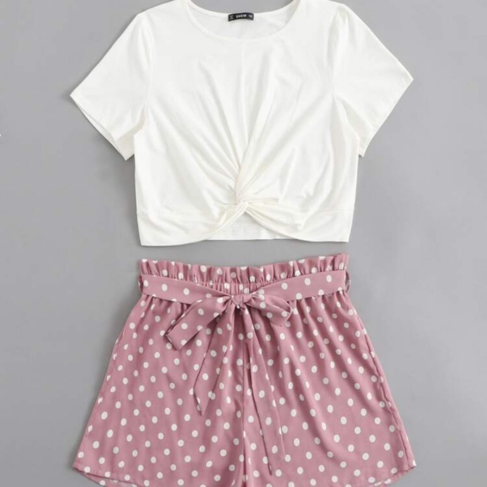 Cropped top and high waisted short set